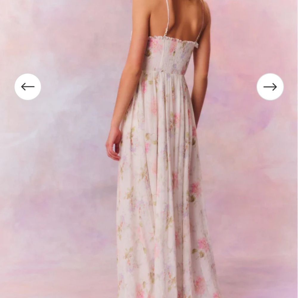 NWT LoveShackFancy Santee Lurex Chiffon Floral Maxi Dress